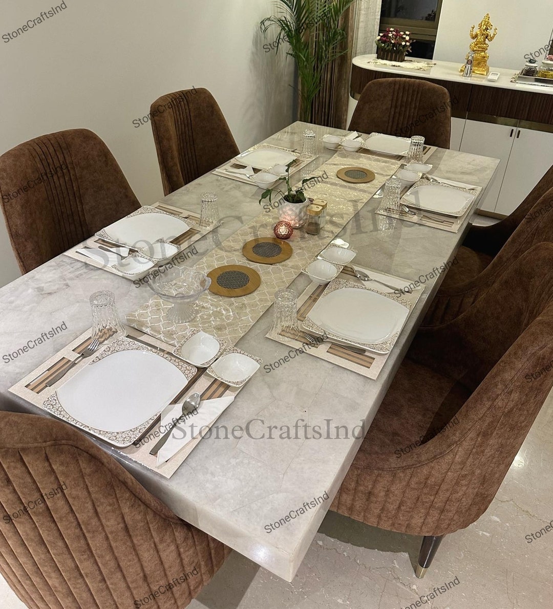 White Quartz Dining Table Top, Natural White Crystal Quartz Living Room