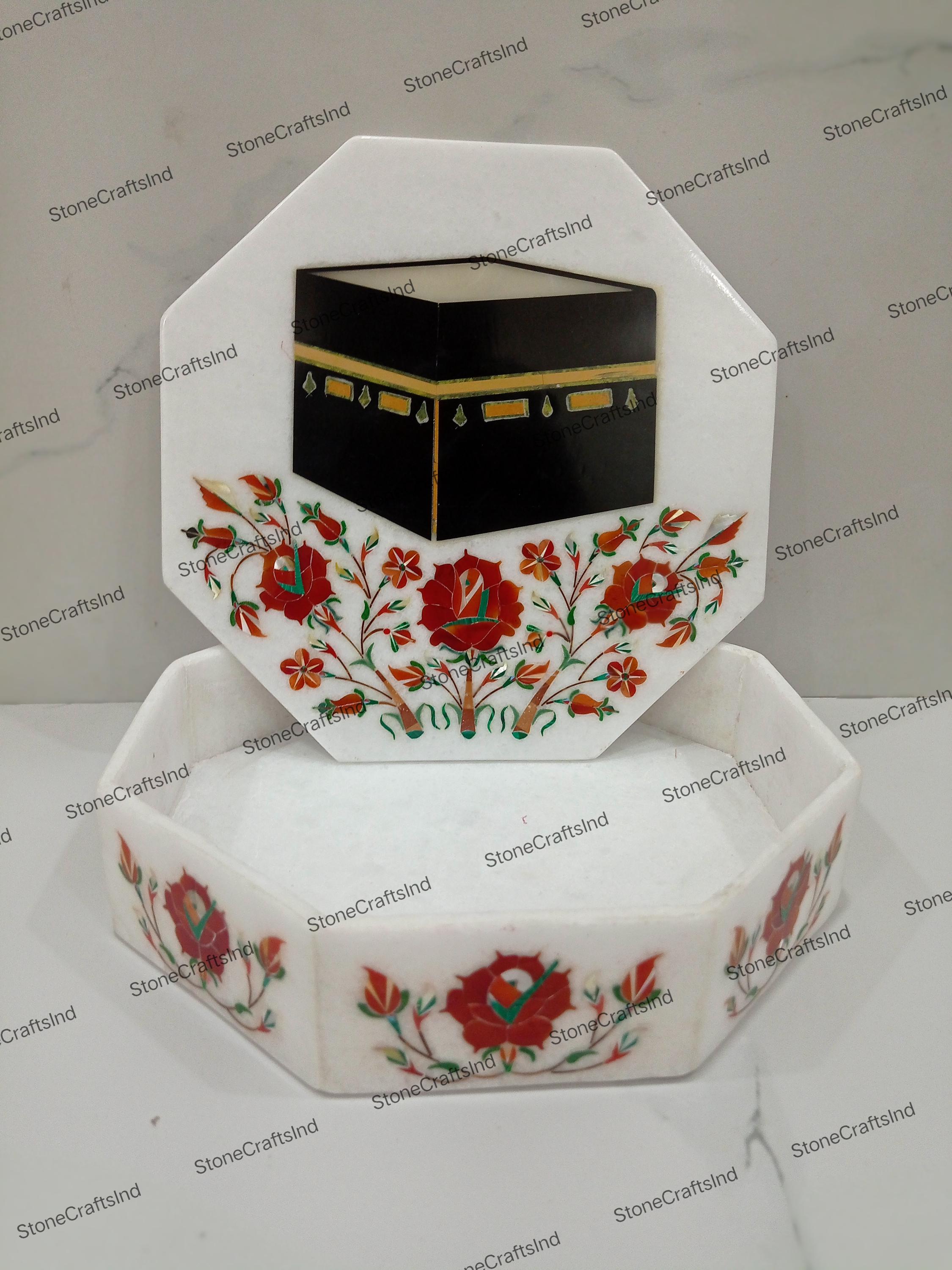 Marble Inlay Jewelry Box With Holy Kaaba Design, Semiprecious Stones - Etsy