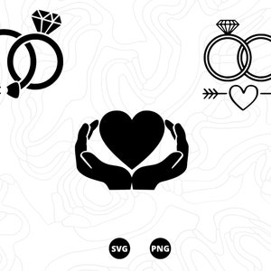 SVG de casamento, alianças de casamento SVG, mão coração svg, coração svg, arquivos SVG, download, png, digital svg