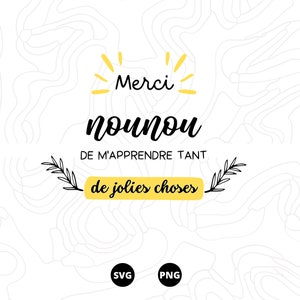 Merci Nounou SVG, Merci SVG, Nounou d'ecole SVG, Téléchargement svg, png, scanncut, cricut