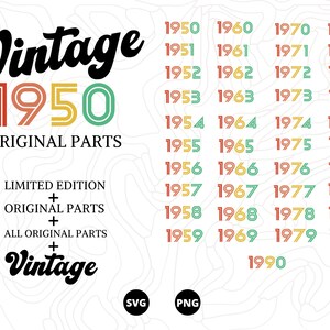 Vintage SVG, 1950/1990 SVG, piezas originales SVG, descargar svg, png, scanncut, cricut