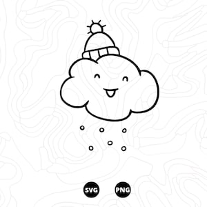Nuage Kawaï SVG, Nuage mignon SVG, Hiver SVG, Téléchargement svg, png, scanncut, cricut