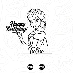 Elsa SVG, bevroren SVG, Verjaardag voornaam, Cartoon karakter svg, Prinses SVG, Olaf svg, Download svg, png, scanncut, cricut