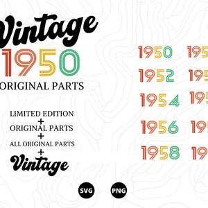 Vintage svg, 1950 svg, piezas originales svg, descargar svg, png, scanncut, cricut