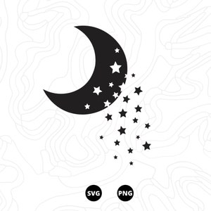 Lune étoiles SVG, Lune SVG, étoiles SVG, bundle moon svg, Téléchargement, png, numérique svg