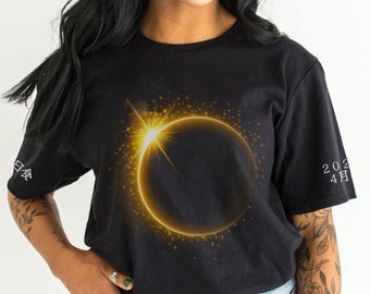 Japanese Kanji Total Solar Eclipse 2024 T Shirt, April 8th 2024 Shirt, Japanese Word Sleeve Print Black Tee, Japan Aesthetic Streetwear Gift