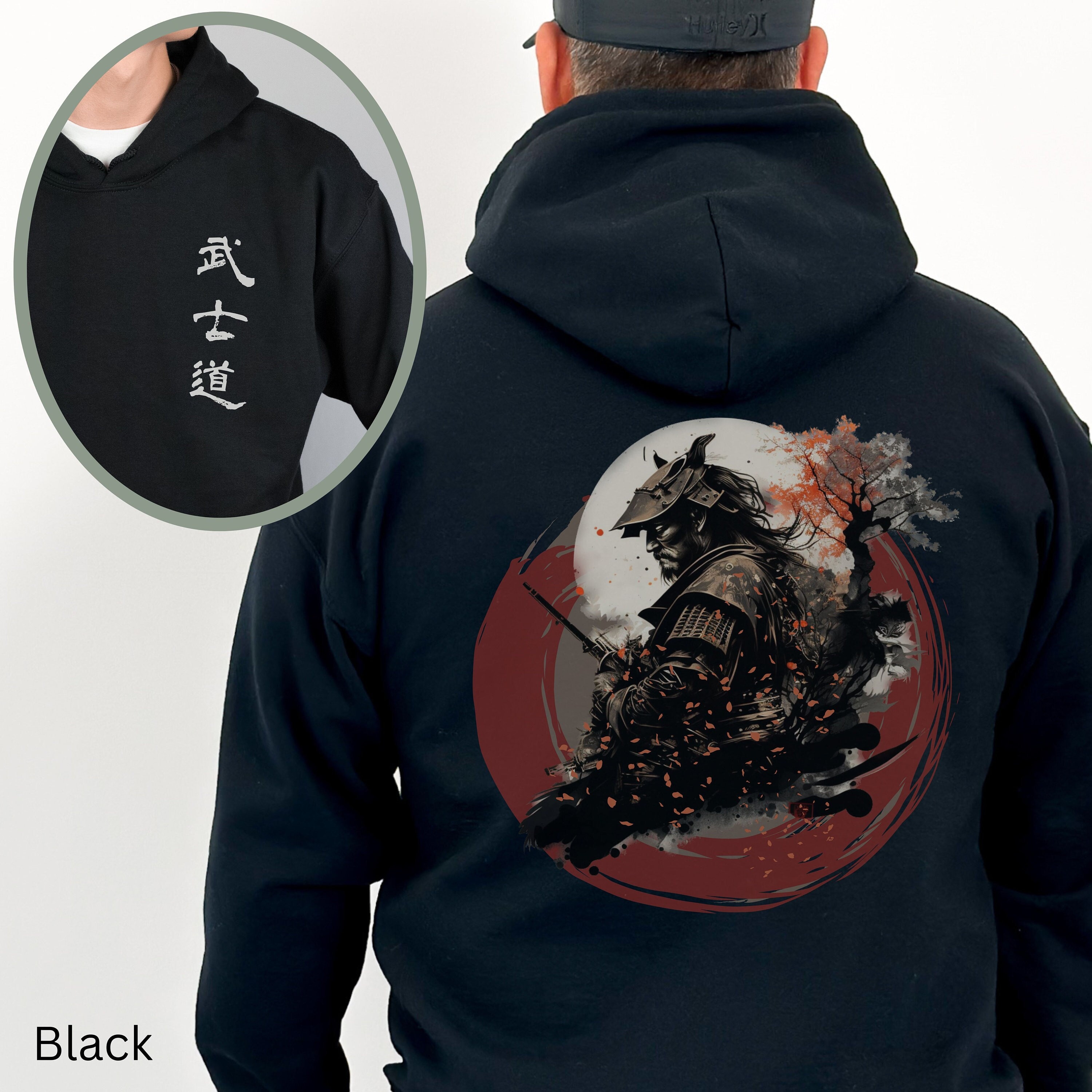 Japanese Aesthetic Samurai Warrior Backprint Hoodie, Samurai Damashii ...