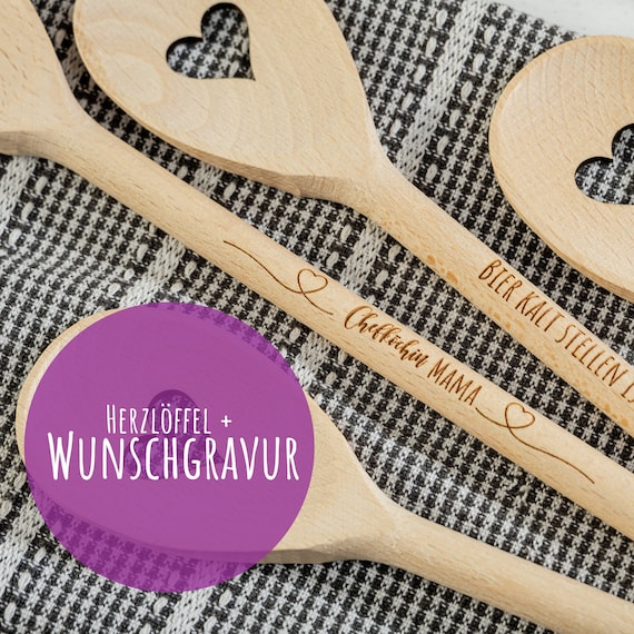Kochlöffel mit Wunschtext, Geschenk zu Weihnachten, Geschenkidee Koch, Küchenutensilien, Muttertag, Freundin, Geburtstag, Oma, Sternekoch