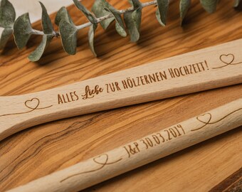 Set houten lepels en spatels, gepersonaliseerd, bruiloft, houten lepel graveren, hartvormige houten lepel, houten lepel, huwelijkscadeau, bruidsdouche