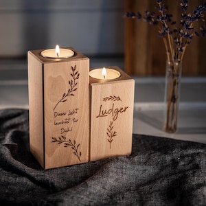 Trauergeschenk mit Namen, Trauerkerze Holz, Gravur, Erinnerungslicht, Trauerlicht, Gedenkkerze, Erinnerungskerze, Gedenken Beerdigung