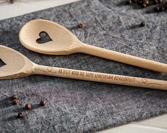 Gepersonaliseerde houten lepel, bruiloftssoep, samen soep lepelen, houten lepel graveren, houten lepel met hart, huwelijkscadeau