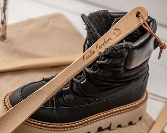 Schuhlöffel personalisiert, Schuhanzieher mit Gravur, Geschenk Einzug, Umzug, Richtfest, Hausbau, Freunde, Schuhlöffel aus Holz