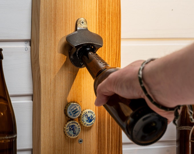 Wandmontierter Flaschenöffner Mit Magnet – Aus Holz, Ideal Für Bar & Küche | Geschenk Für Männer & Bierfans