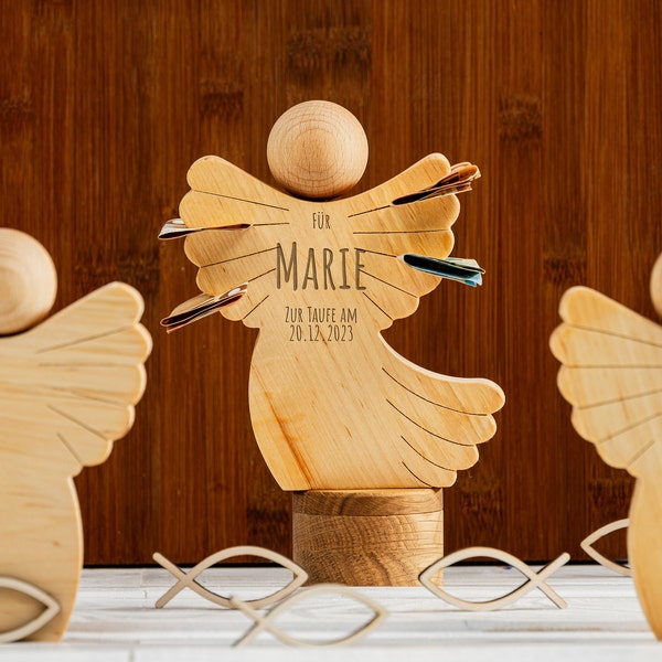 Guardian angel, money angel, Christmas angel, wood, money gift, baptism gift, personalized, baptism saying, desired text, baptism gift, birth