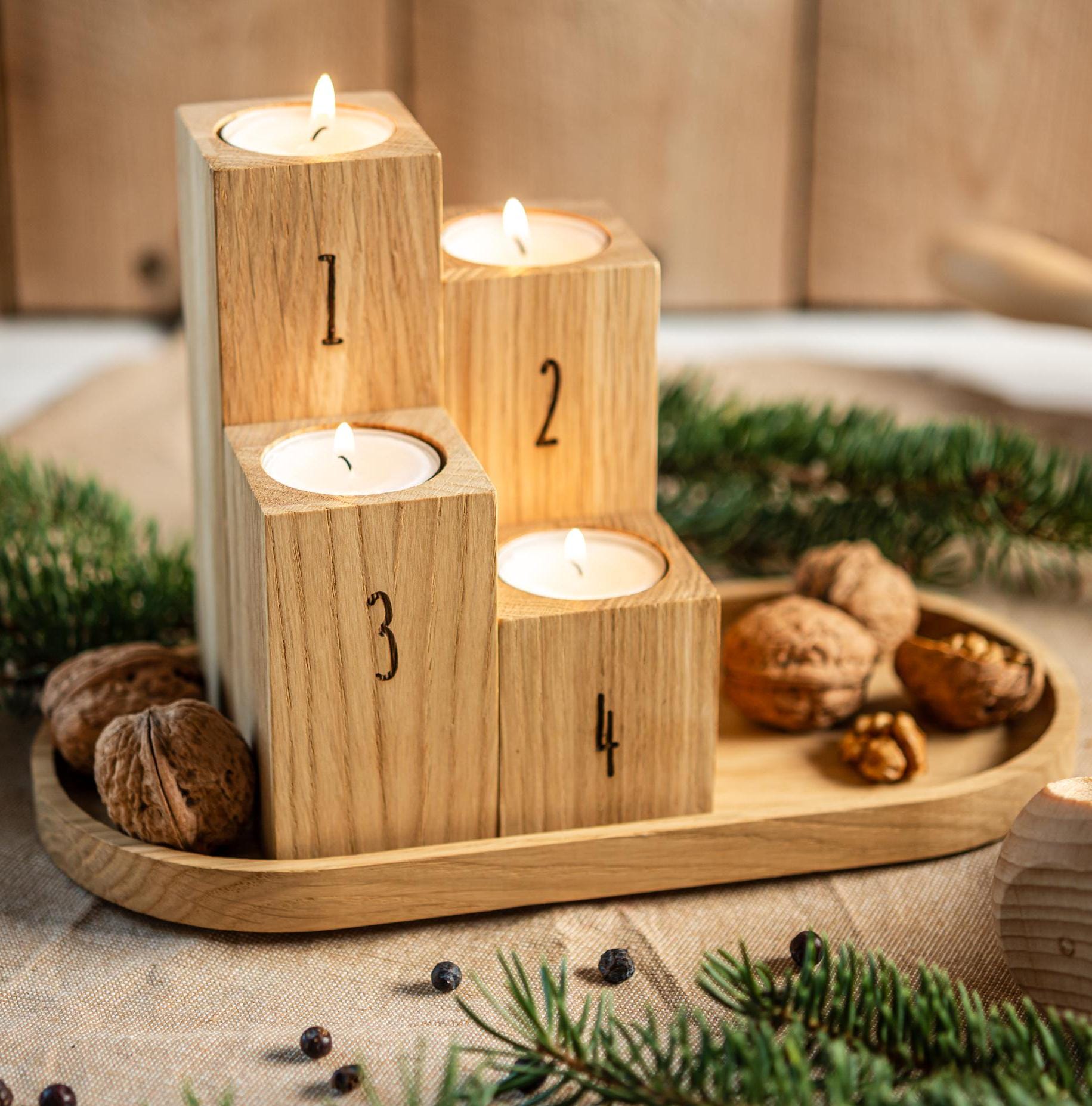 Kerzenhalter aus holz rustikal