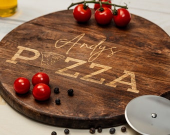 Pizzabrett, Pizzabrett personalisiert, Pizza, Pizzabäcker, Pizzateller, Wunschgravur, Geschenkidee, Pizzateller Holz, Flammkuchenbrett