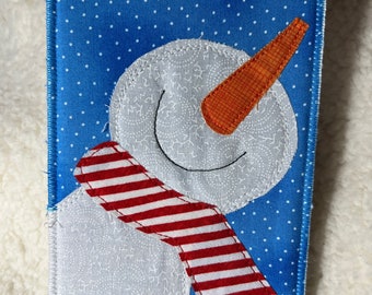 Quilted Postcard Pattern-Fabric Postcard Pattern- Snowman with Scarf