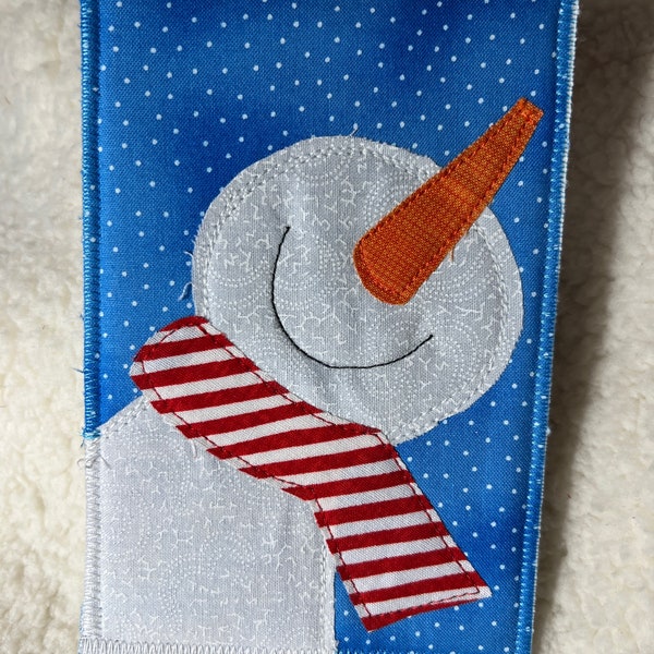 Quilted Postcard Pattern-Fabric Postcard Pattern- Snowman with Scarf