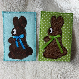 Quilted Postcard Pattern- Fabric Postcard Pattern- Chocolate Bunny