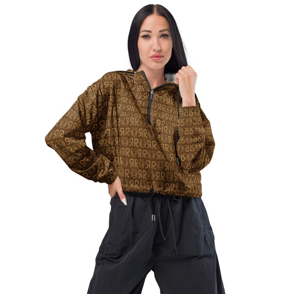 Multi-animal print women’s cropped windbreaker. main image 1