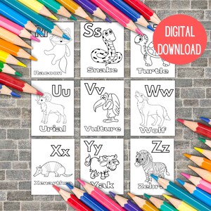 Animal Alphabet Coloring Pages Printable ABC Animal Coloring - Etsy