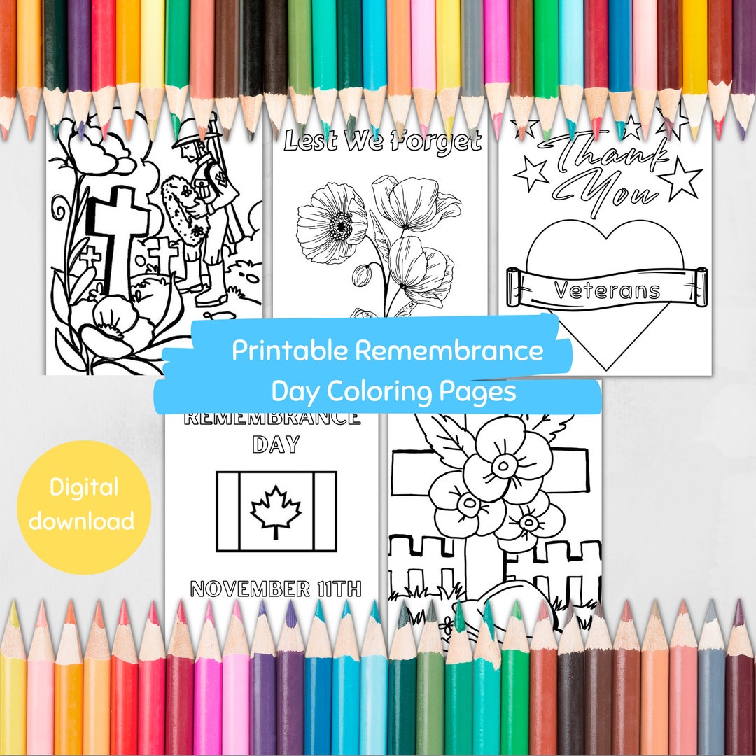 Printable Remembrance Day Coloring Pages Veterans Day - Etsy Canada