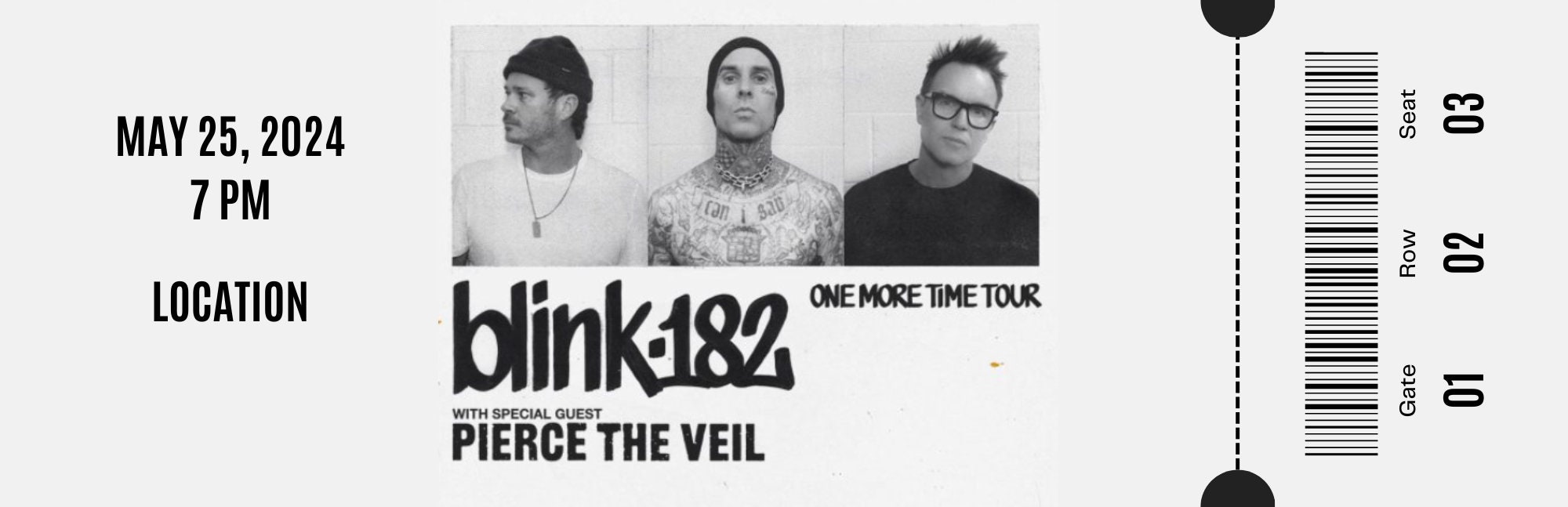 Blink 182 One More Timetour Ticket Stub Keepsake Surprise Gift Ticket Instant Download Canva