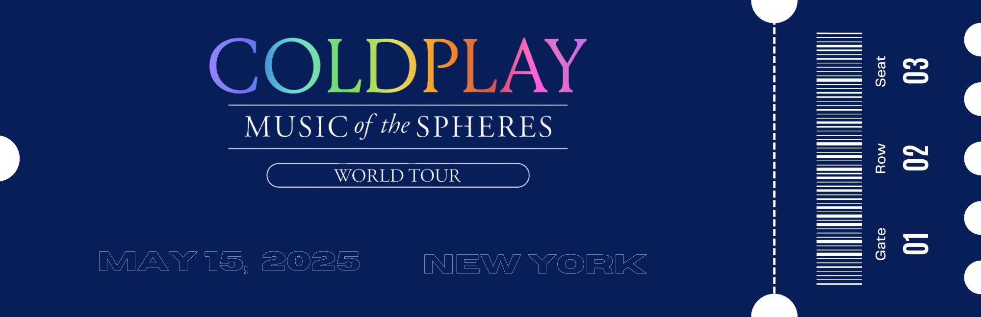 Coldplay Music of Spheres World Tour Ticket Stub Keepsake| Surprise