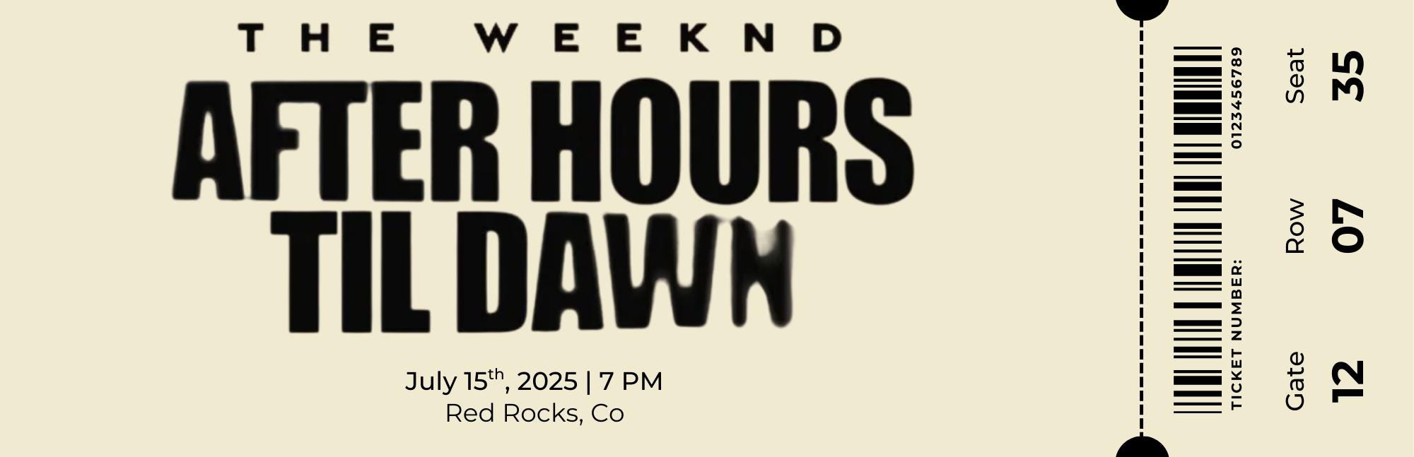 The Weekend After Hours Til Dawn Tour Ticket Stub Keepsake| Surprise Gift Ticket| Instant Download | Canva Template |Printable Template