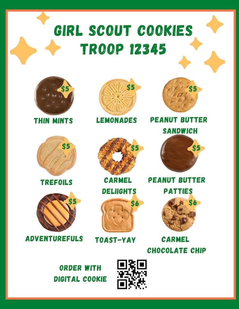 Girl Scout Cookie 2024 ABC Baker Editable/printable Canva Seller Kit Menu, Thank You Note, Order