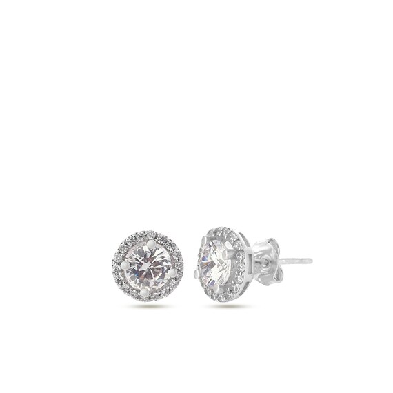 Sterling Silver Zircon Stud Earrings: Elegant Bridal Jewelry