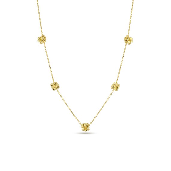 Sterling Silver Flower Charm Necklace: Dainty Gold Plated Chain