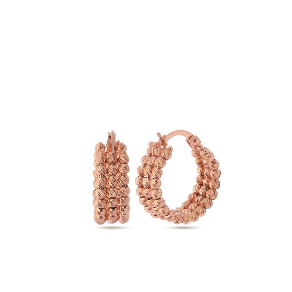 Dainty Rose Gold Hoop Earrings: Sterling Silver Huggies