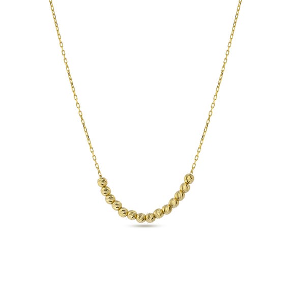 Gold Plated Dorica Bead Necklace: 925 Sterling Silver Handmade Jewelry