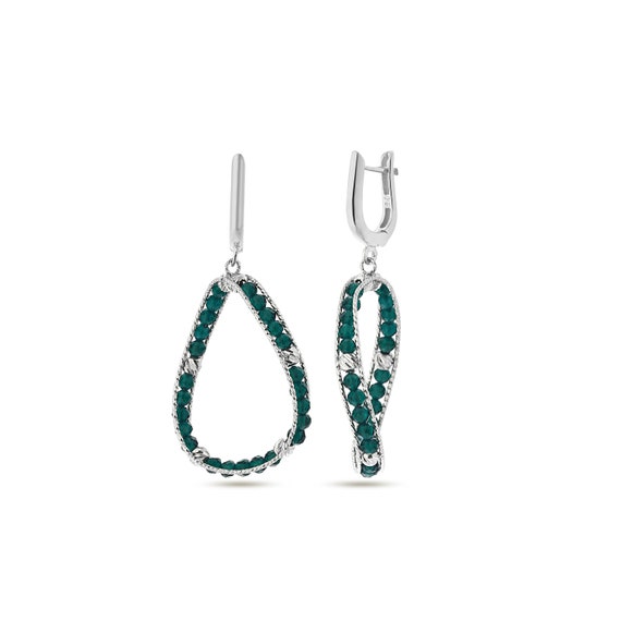Emerald Hoop Earrings,