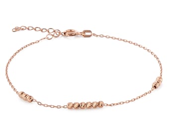 Rose Gold Plated Sterling Silver Bead Bracelet