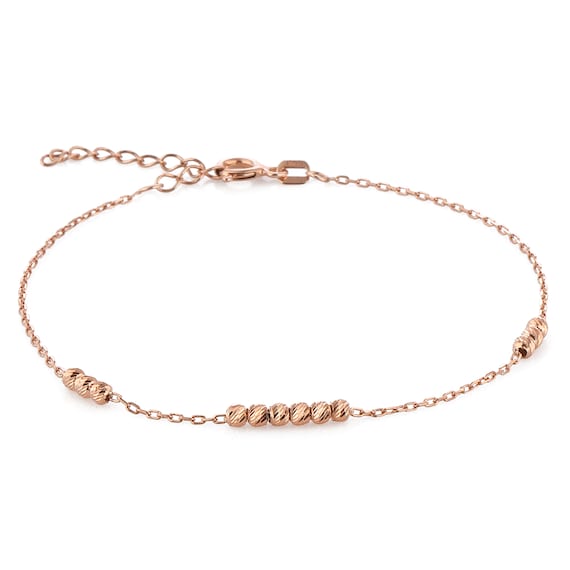 Rose Gold Plated Sterling Silver Bead Bracelet