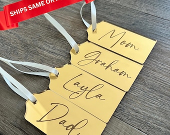 Stocking Tags Personalized Stocking Tags Gold Stocking Tags Present Tags Name Tags for Stockings Acrylic Stocking Tags Silver Stocking Tags