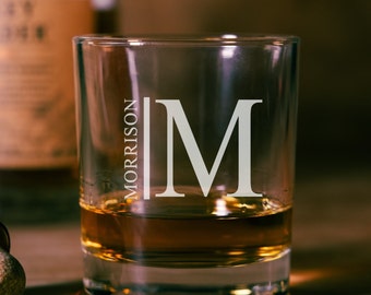 Personalized Whiskey Glasses Monogram Bourbon Glass Custom Groomsmen Gift Monogram Wine glass Personalized Pint glass Etched Wedding glasses