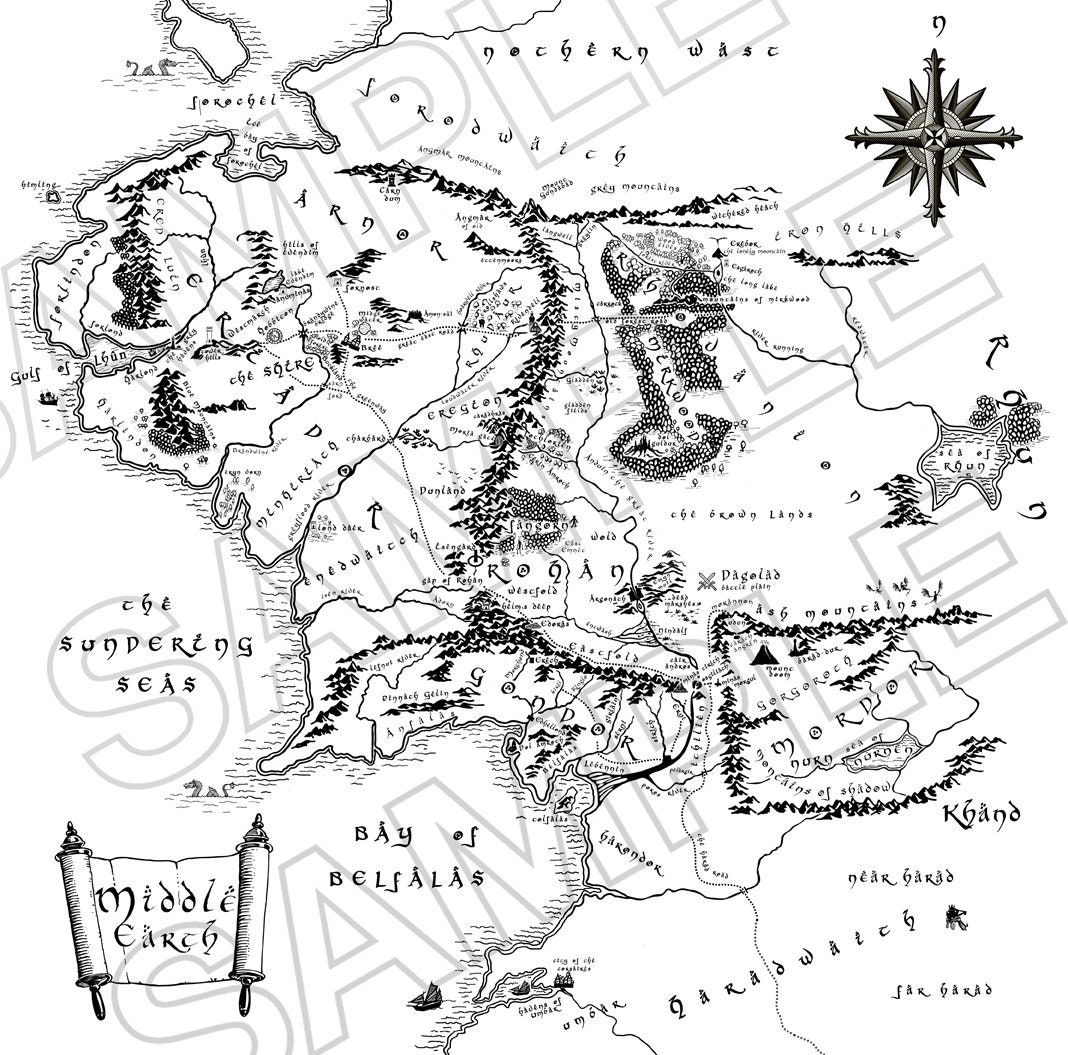 Middle Earth Svg Map Lord of the Ring Map in HQ 1 Svg - Etsy Canada