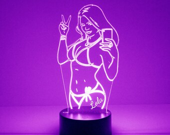 Personalized Bikini Girl LED Night Light, Remote Control Desk Lamp