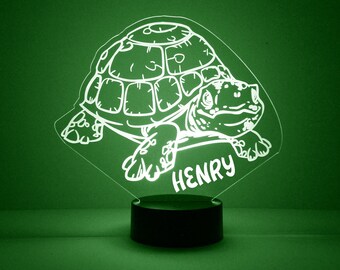 Schildkröte Licht Auf, personalisiertes Geschenk, 16 Farben LED Nachtlicht Lampe, KOSTENLOSE Gravur, Fernbedienung, Kinderzimmer Nachtlicht