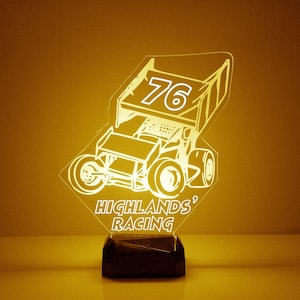 Sprint Car, Racing Theme Light Up, Personalized Gift,16 Color LED Night Light Lamp, FREE Engraving, Remote Control, Racing Enthusiast Gift