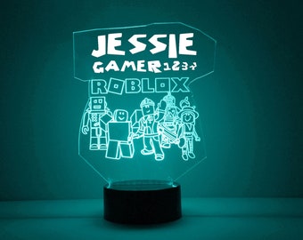 Roblox fait main, cadeau personnalisé pour fan de gamer, veilleuse LED 16 couleurs, gravure GRATUITE, télécommande