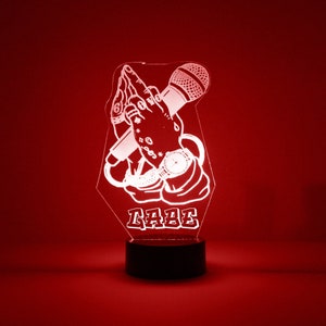Light Up Microphone, Personalized Gift, 16 Color LED Night Light Lamp, FREE Engraving, Remote Control, Singer, Rapper, Artist Best Gift,