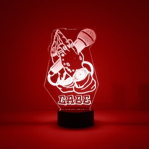 Light Up Microphone, Personalized Gift, 16 Color LED Night Light Lamp, FREE Engraving, Remote Control, Singer, Rapper, Artist Best Gift,