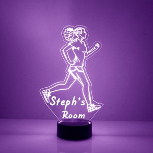 Track & Field Light Up, Personalized Gift, 16 Color LED Kid&#39;s Room Night Light Lamp, FREE Engraving, Remote Control, Runners Gift