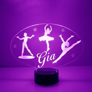 Dance Theme Light Up, Personalized Gift, 16 Color LED Night Light Lamp, FREE Engraving, Remote Control, Ballet, Jazz, Tap Dancer Best Gift