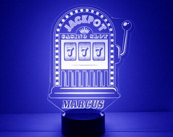 Slot Machine Light Up, Personalized Gift, 16 Color LED Night Light Lamp, FREE Engraving, Remote Control,Las Vegas Decor,Bar Sign,Party Decor