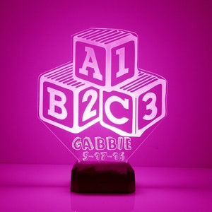 Building Blocks Light Up, Personalized Gift, 16 Color LED Kid&#39;s Room Night Light Lamp, FREE Engraving, Remote Control, Building Blocks Lamp